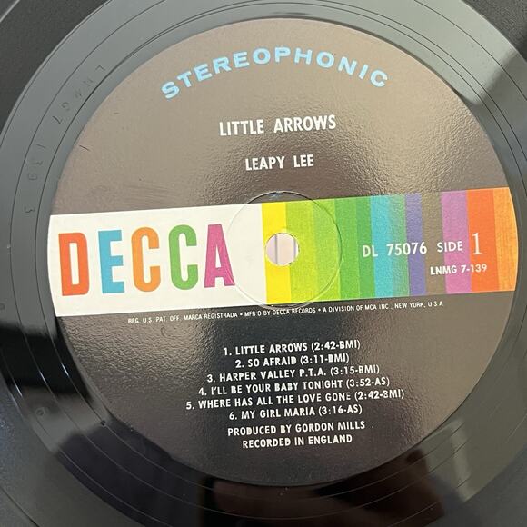 Leapy Lee Little Arrows Vinyl LP 1968 Decca DL 75076 - Picture 3 of 11
